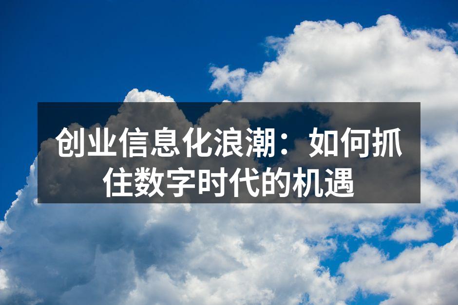 创业信息化浪潮：如何抓住数字时代的机遇
