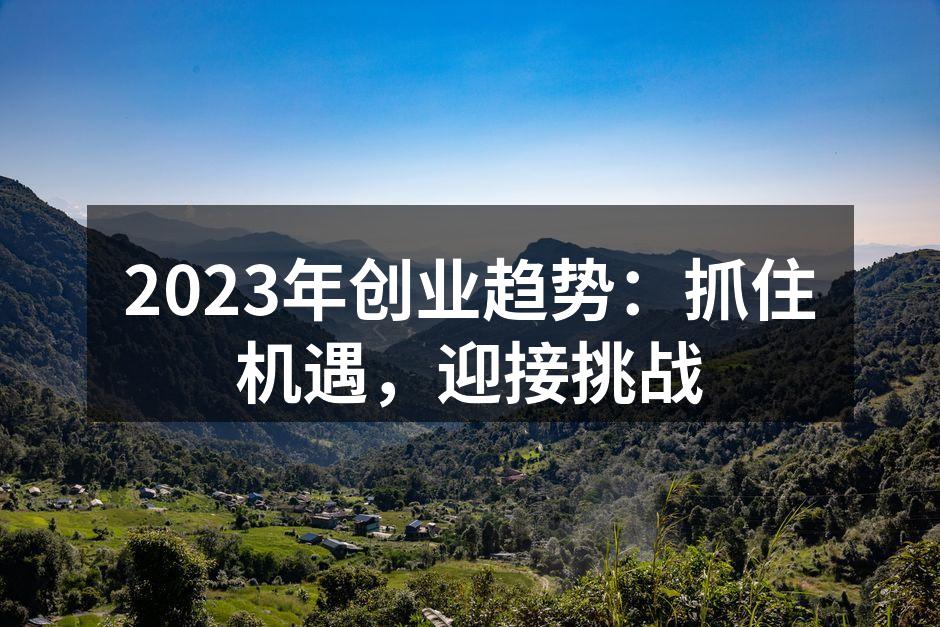 2023年创业趋势：抓住机遇，迎接挑战