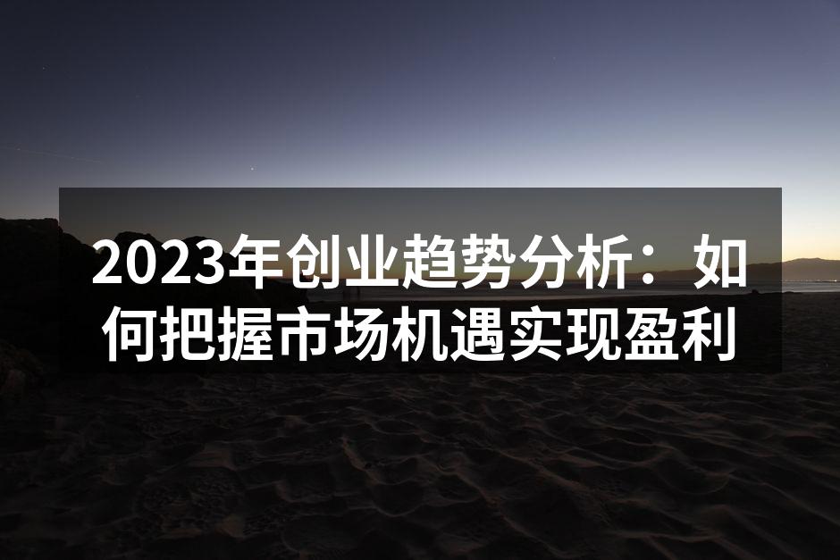 2023年创业趋势分析：如何把握市场机遇实现盈利
